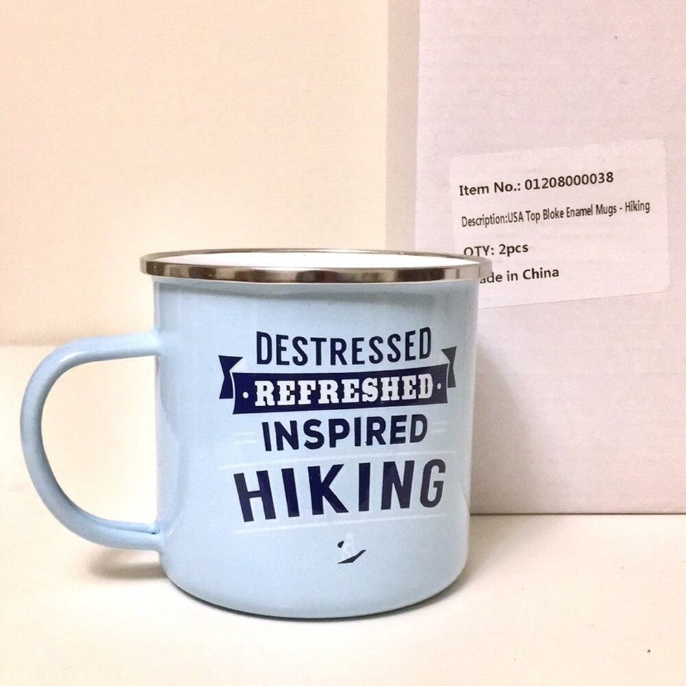 Hiking coffee Mug enamel retro inspired camping ---